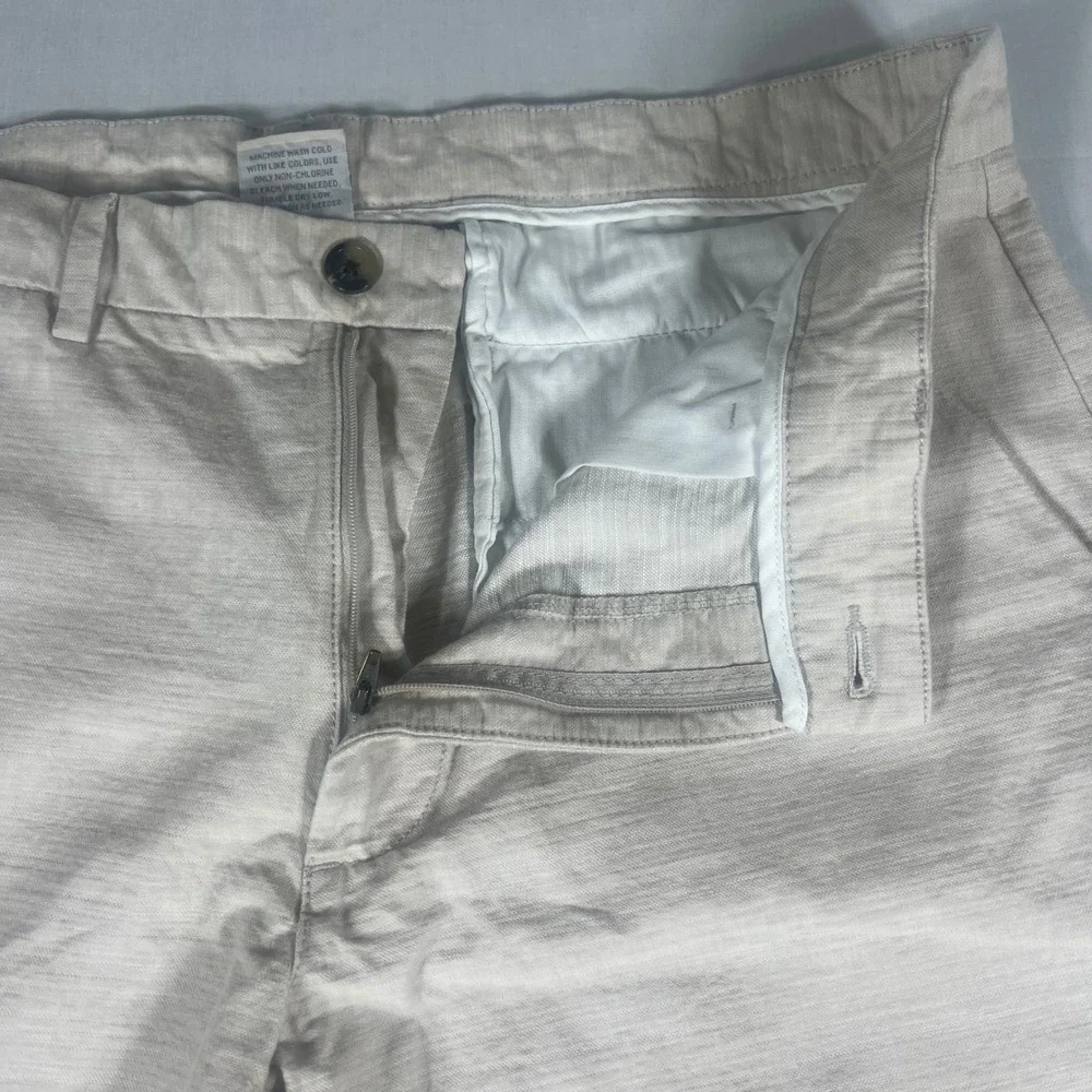 St Johns Bay Mens Chino Pants 36x34 Beige Slub Textured 100% Cotton Classic Fit